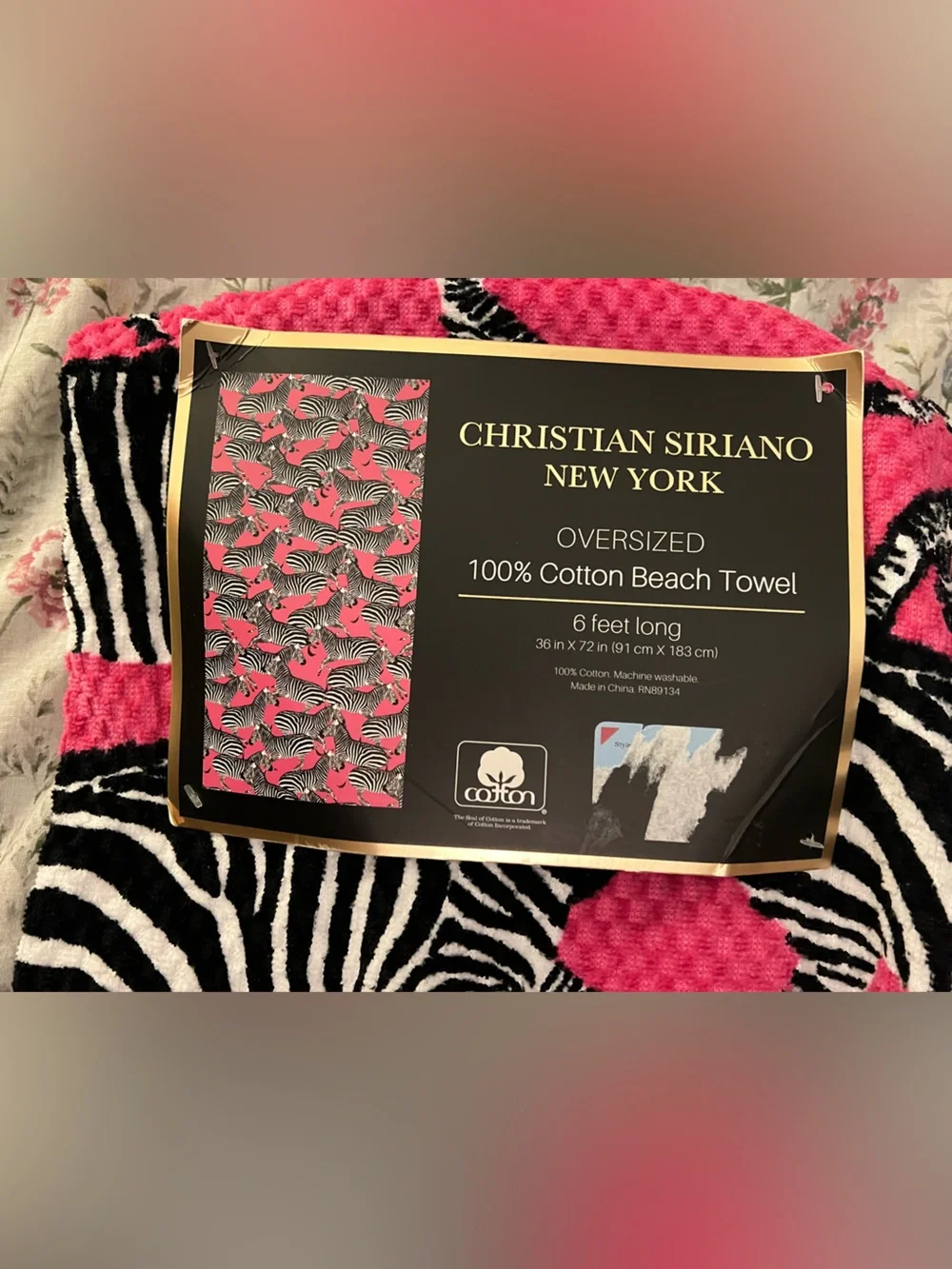 Christian Soriano New York Fuchsia Zebra Beach Towel